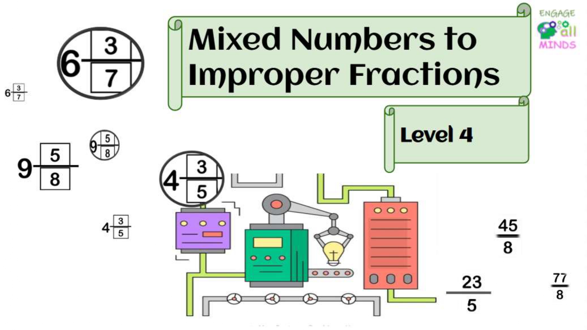 Fraction cover sheets_page-0034 Mixed Numbers to Improper Fractions Level 4 - Image 1