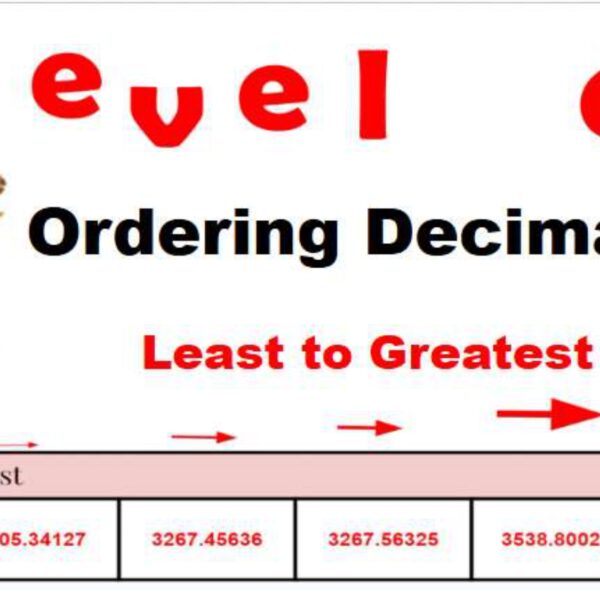 Ordering Decimals Least to Greatest Level 6
