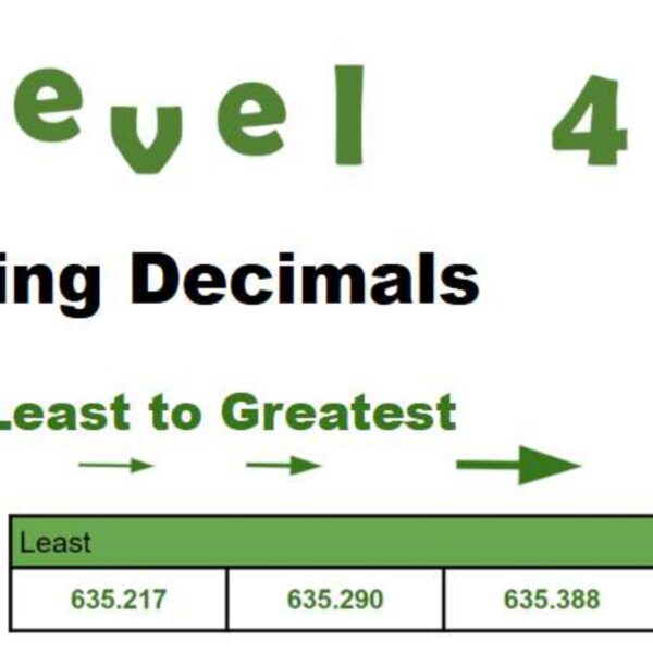 Ordering Decimals Least to Greatest Level 4