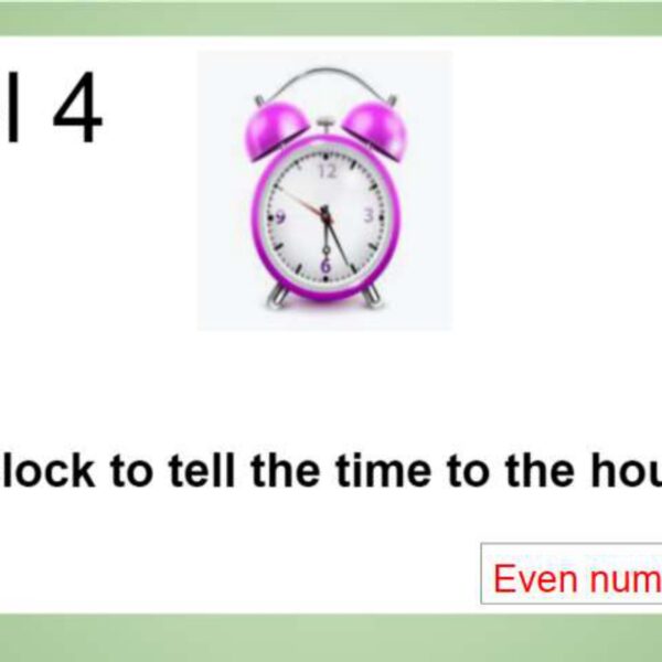 Time: Even number and  Half Hour Level 4