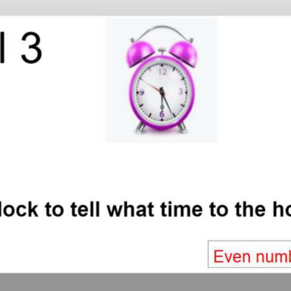 Time: Even number and  Half Hour Level 3