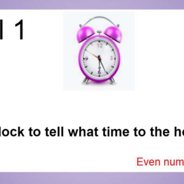 Time: Even number and  Half Hour Level 1