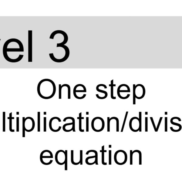 One step: Multiplication/division Level 3